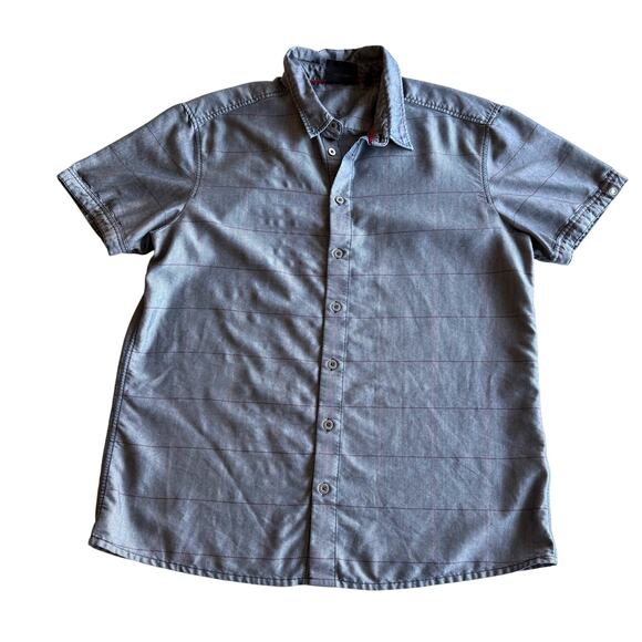 Mammut Short Sleeve Windowpane Plaid Breathable Blue Button Up Shirt L - Picture 1 of 8